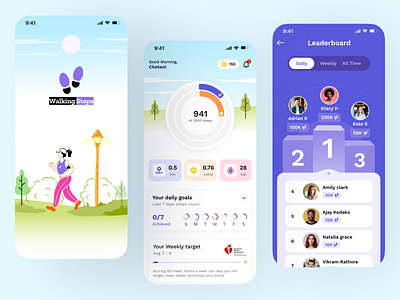 Walking Steps ( Walk & Earn ) App Design animation graphic design motion graphics ui