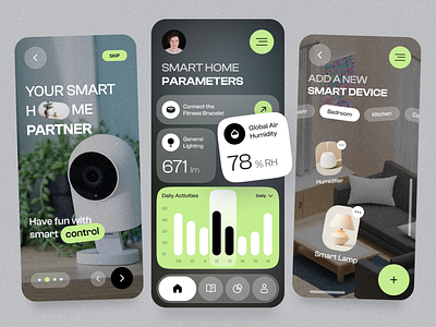 Smart Home Mobile App app branding creative design home illustration interface minimalism mobile product service smart startup ui