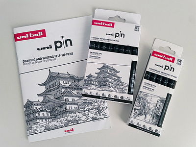 Uni-Ball X Mike Hall buildings drawing japan packaging pen