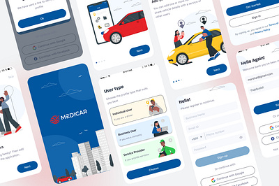 Car Service Mobile App - Medicar animation app design application branding car car service app designing graphic design logo mobile app mobile ui motion graphics ui ui ux ux web app website