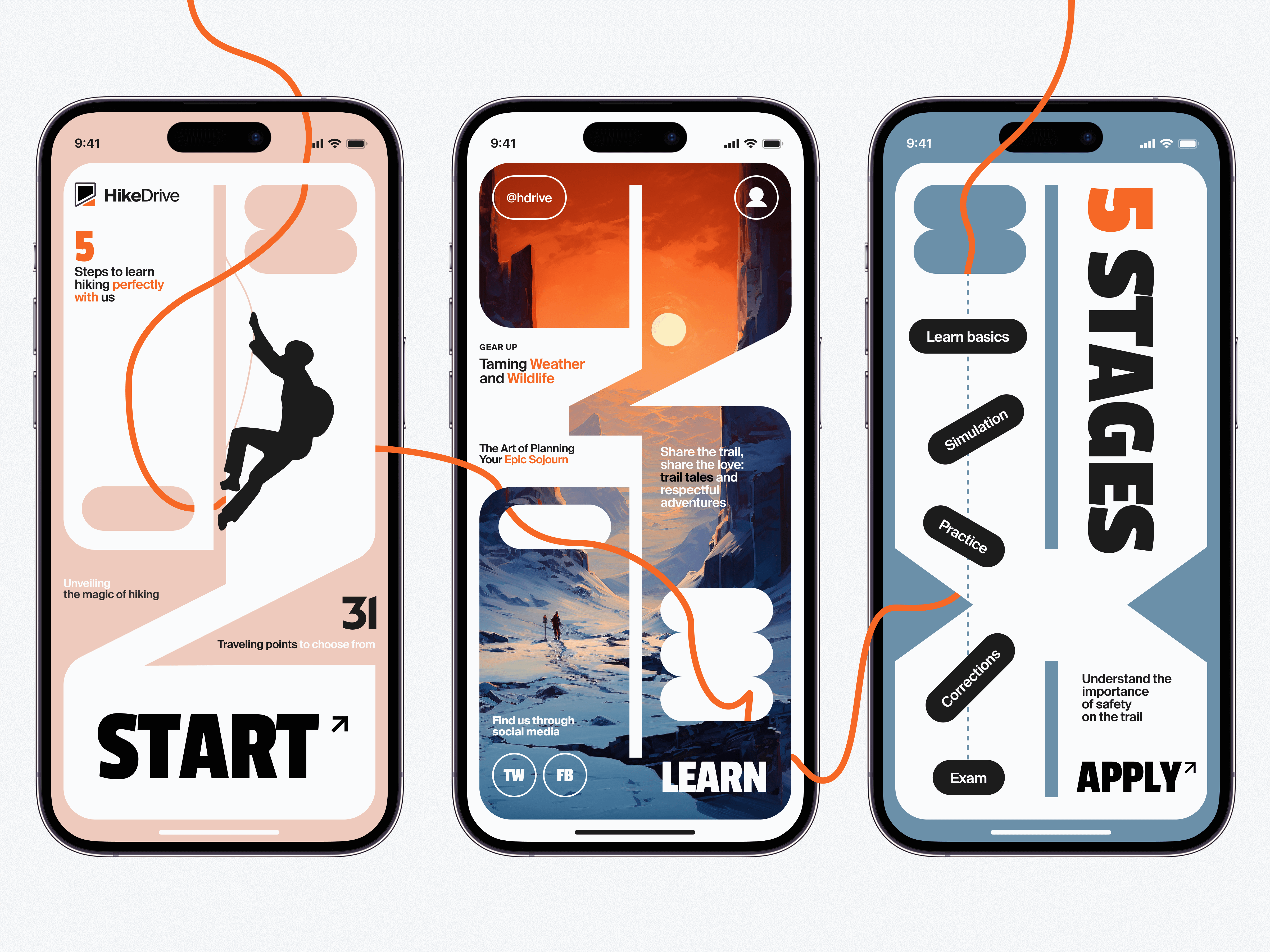Example of HikeDrive - Mobile App Concept