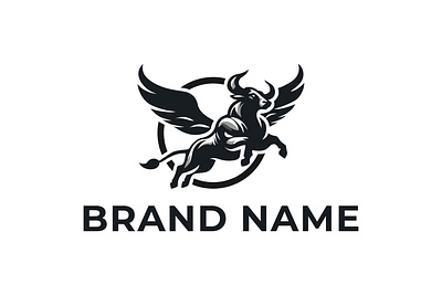 Winged Bull Logo bull e sport graphic design logo sport