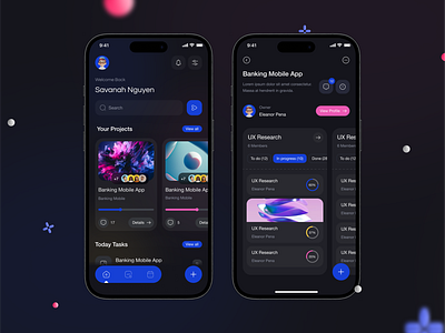 Taskly: Dark mode task manager app concept 3d app design mobile task time track ui ui kit ux