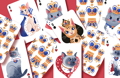 Royal Cats Playing cards illustration design activity card cat character illustration playing playing card