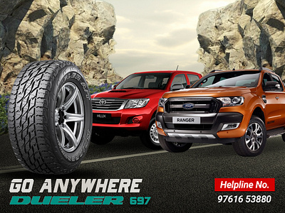 Tire Advertisement Design atc branding bridgestone design dueler dueler 697 facebook post graphic design hilux ranger social media post tire