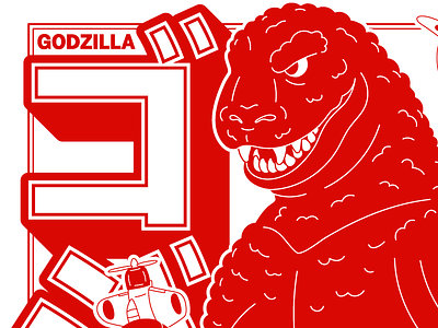 Godzilla Poster art character cute design doodle draw graphic illustrateur illustration illustrator japan kaiju line mockup monster movie poster retro vector vintage