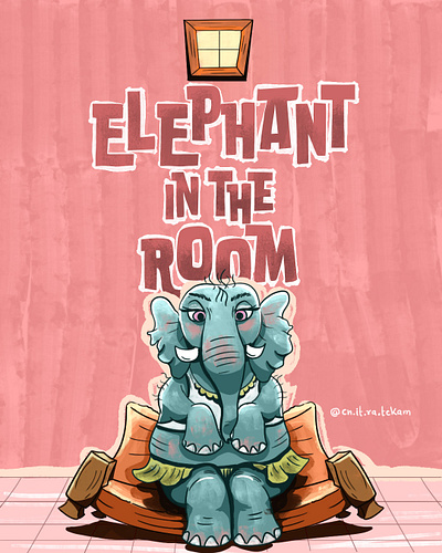 ELEPHANT IN THE ROOM digital art digital illustration elephant illustration fun art funnyillustration illustration