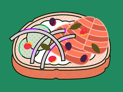 Salmon-Cucumber cucumber food illustration kemal sanli salmon salmon cucumber sandwich stroke