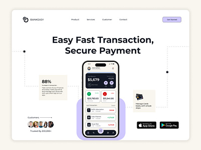 Bank Website (Bankeasy) banking landing page ui website