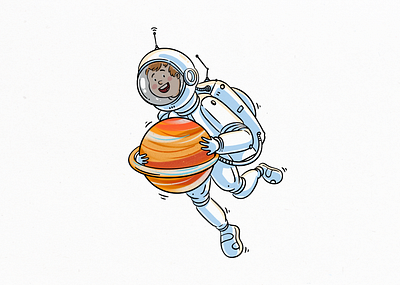 astronaut astronaut childrens book childrens magazine digital art drawing fly illustration magazine mars saturn sketch space world