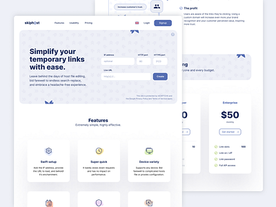 Skiphost Landing Page - a domain redirection service design landing page ui