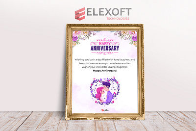 Wedding Anniversary Frame Design | Elexoft Technologies 3d animation anniversary frame branding graphic design logo motion graphics ui