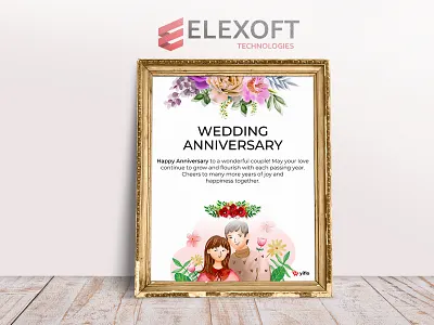 Wedding Anniversary Frame Design | Elexoft Technologies 3d animation branding graphic design logo motion graphics ui