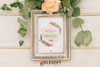 Wedding Anniversary Frame Design | Elexoft Technologies 3d animation branding graphic design logo motion graphics ui