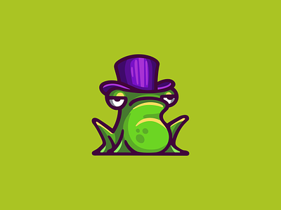 Gentlemen Frog Logo animal brand branding cartoon for sale frog gentlemen hat illustration logo mark mascot nagual design