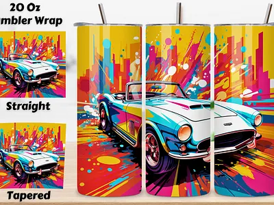 Pop Art Cars Tumbler Wrap, Sublimation PNG design, 20 oz 20 oz skinny tumbler 20oz skinny tumbler 3d tumbler wrap design graphic design illustration skinny tumbler sublimation design sublimation designs sublimation tumbler tumbler design tumbler sublimation tumbler wrap vector watercolor design
