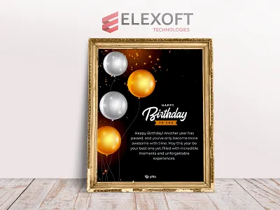 Happy Birthday Frame Design | Elexoft Technologies 3d animation branding graphic design logo motion graphics ui