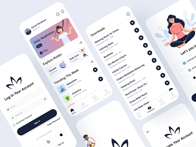 Meditation🧘App UI Design🎨 android app app design application graphic design ios meditation mobile peace ui design ui ux workship