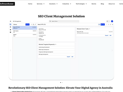 SEO Client Management Solution by Software House seo client management solution seo management seo management crm seo software
