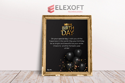 Happy Birthday Frame Design | Elexoft Technologies 3d animation branding graphic design logo motion graphics ui