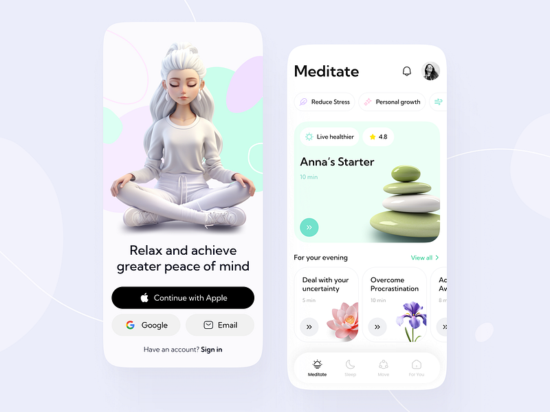 Harmony Meditation App Design 3d appdesign appdevelopment creative designinspiration designstudio graphic design illustration interface meditations midjourney mobile mobiledevelopment product design ui uidesign web design wellness yoga