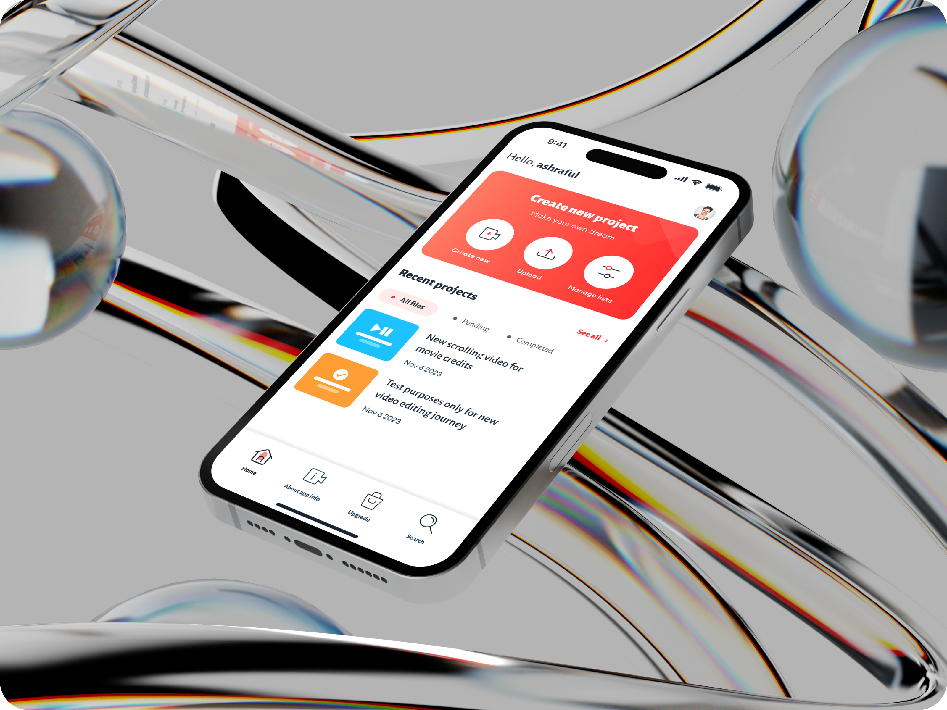 Scrolling Credits - Text Credits Video App (Case Study) app design credit app financial app mobile app mobile app design trendy design ui uiux design ux video app