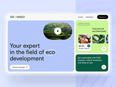 Concept of the Landing Page Design for Greenado creative designinspiration ecology foodtech interface marketplace ui uidesign webdesign webdevelopment
