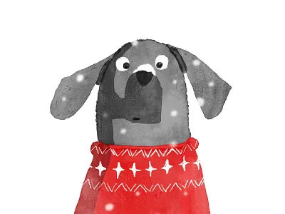 Winter dog animal dog procreate watercolour snowflakes winter