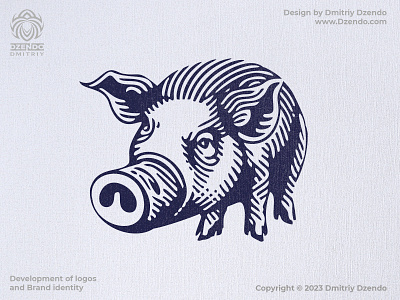 Funny Pig animal beautiful pet branding cute engraving style farm happy logo logotype pig funny piglet