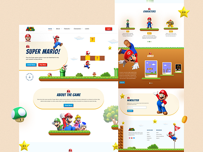 Super Mario Gamification Landing Page Design 🎮 3d cartoon character design elements game gamification gradient graphic design landingpagedesign mario super mario supermariodesign typography ui ux web website