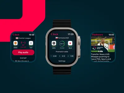 Flashscore app for Apple Watch ⌚️ app apple branding debut design figma flashscore football hackathon news online results soccer sport stats ui ux watch watchos