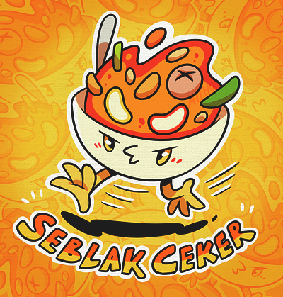 Seblak Ceker Cartoon Logo branding cartoon character culinary food funny graphic design indonesia local logo mascot spicy