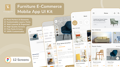 Furniture E-commerce Mobile App UI Design app app ui chair design e commerce ecommerce figma furniture furniture app furniture e commerce furniture shop furniture ui mobile app product shopping ui ui design