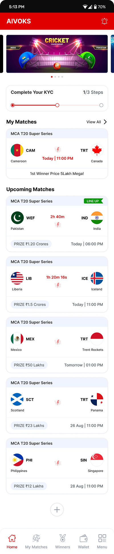 Cricket Mobile App UI Design cricket app cricket game game game design mobile app mobile app design ui ui design