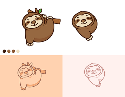 Sloth Mascot Cartoon 🦥 branding cartoon graphic design illustration logo logo sloth mascot
