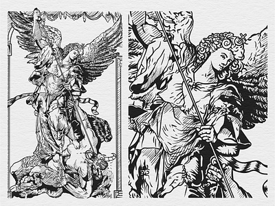 Archangel of the Christianity fighting with dragon design digital sketch graphic design illustration illustration art illustrations illustrator sketch to vector vector art vector illustration vectorart