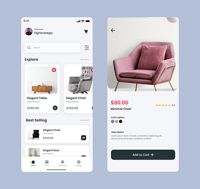 Furniture mobile app dailyuichallenge furnitureapp graphic design ui ux