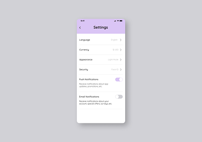 DailyUI Challenge: Settings dailyui settings uiux