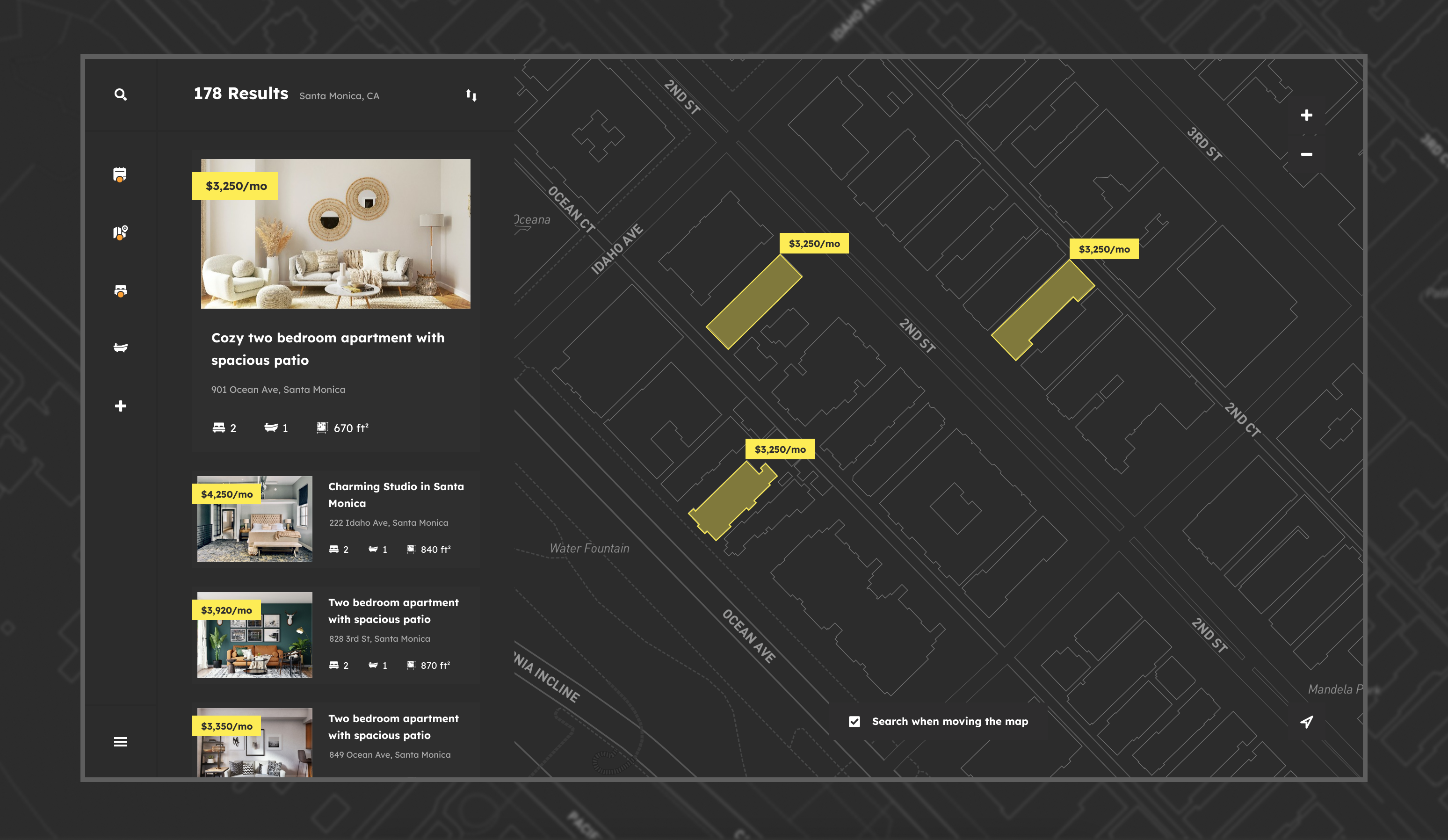 Real Estate Listings Platform apartments clean dark theme design interface listing minimal property real estate rent ui uiux ux