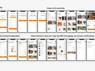 Patinhas Pet App (Mobile Application) Pet Adoption App adoption app application branding design mobile pet ui ui interface uidesign ux ux design uxdesign
