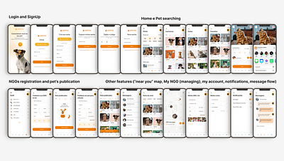 Patinhas Pet App (Mobile Application) Pet Adoption App adoption app application branding design mobile pet ui ui interface uidesign ux ux design uxdesign
