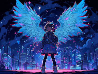Cyber Angel: Neon Guardian futureworldsart