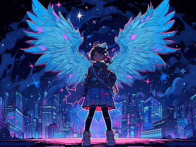 Cyber Angel: Neon Guardian futureworldsart