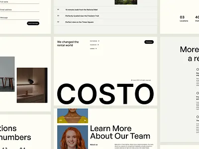 COSTO website project animation clean design figma framer framer developer framer development interface design landing page landing page ui modern design no code real estate real estate website realestate ui ui design ui ux website design