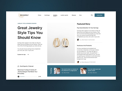 Jewelry blog website blog design desktop digital elegant fashion magazine minimalism typography ui ui design ui ux user experience user interface web design website website design woman