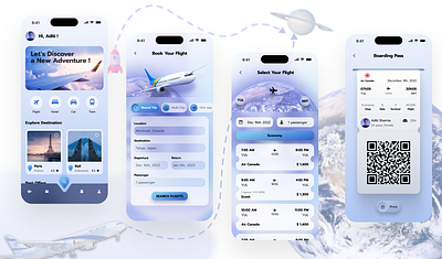 Flight Booking Application figma illustration interaction design prototype ui uiux ux visual design wireframe