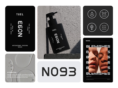 NO93 / Branding & Packaging Design 3d beauty branding bw cosmetics fragrance haircare label minimal minimalist packaging design serum skincare typography wellness