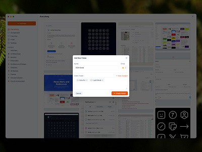 Add New Folder 📁 dashboard modal popover popup web design