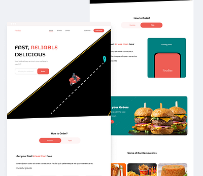 Food delivery delivery food graphic design landing page ui uiux website