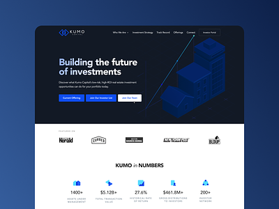 KUMO Capital. Investment company website. assets design finance investment money real estate ui ux webdesign